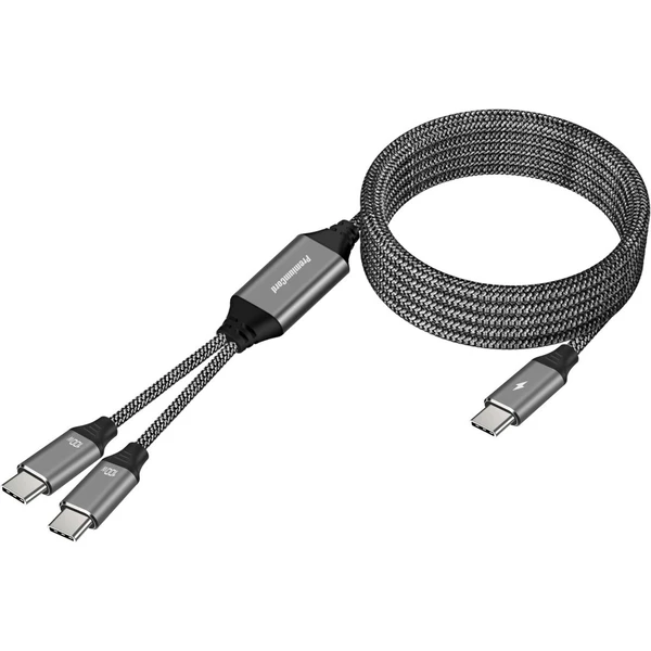 PremiumCord USB-C napájací kábel s inteligentným rozdelením výkonov 100W 1m čierny/biely - Káble a redukcie - Hlavný obrázok