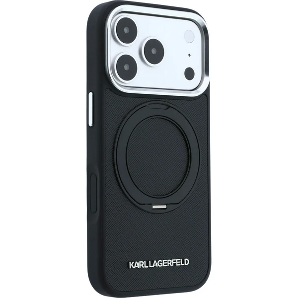 Karl Lagerfeld PU Saffiano Ring Stand MagSafe kryt iPhone 18 Pro Max černý - Puzdra - Obrázok a9f7ba2712734f55974b34db96023068
