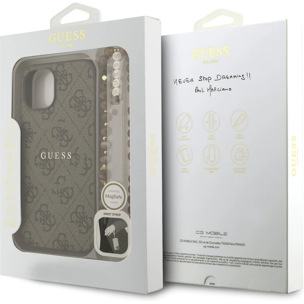 Guess PU Leather 4G Colored Ring Strap MagSafe kryt iPhone 15 hnedý - Puzdra - Obrázok aa0dd8786bd44b9dbc08985daa610f20