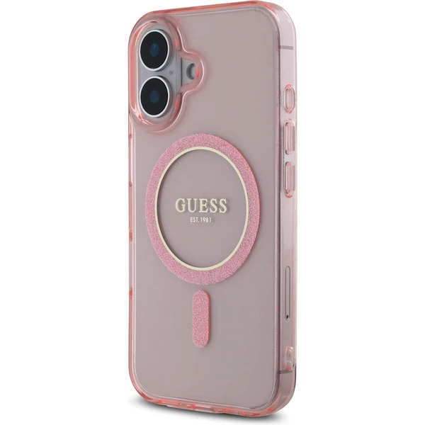 Guess IML Glitter Ring MagSafe kryt pre iPhone 16 ružový - Puzdra - Obrázok aa2a83ed70454001b8c9f7084c46b94e