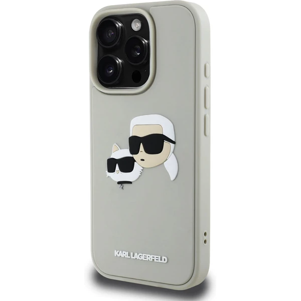 Karl Lagerfeld 3D Rubber Double Heads kryt iPhone 16 Pre Max béžový - Puzdra - Obrázok aa57e9922f404e5190f947465acb4649