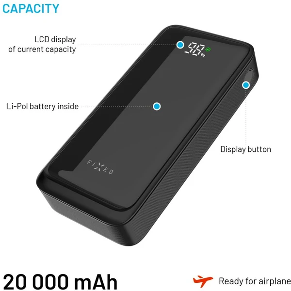 FIXED Zen2 20 powerbanka s LCD displejom a PD 20W, 20 000 mAh, čierna - Powerbanky - Obrázok aaaca89d5b344f4aad3dcf8cdb915895