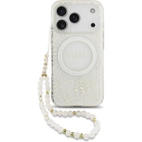 Guess IML Flowers Allover Strap MagSafe kryt iPhone 17 Pro biely - Puzdra