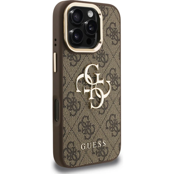 Guess PU 4G Metal Logo Stand Camera Frame kryt iPhone 16 Pre hnedý - Puzdra - Obrázok ab0d75f1c70640599074ff22b1d324a5