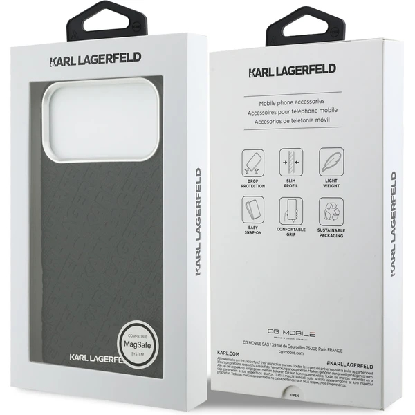 Karl Lagerfeld Grained PU Repeated Logo MagSafe kryt iPhone 17 Pro Max čierny - Puzdra - Obrázok ab204442537e408b90f7d20e80f98b9a