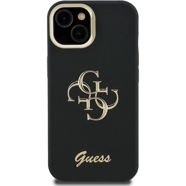 Guess PU Grained 4G Logo Stand Camera Frame kryt iPhone 15 čierny - Puzdra - Obrázok ab29d488d7a045a79020646c2339d71d