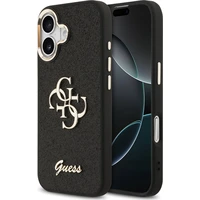 Guess PU Fixed Glitter 4G Metal Frame kryt iPhone 17 čierny - Puzdra