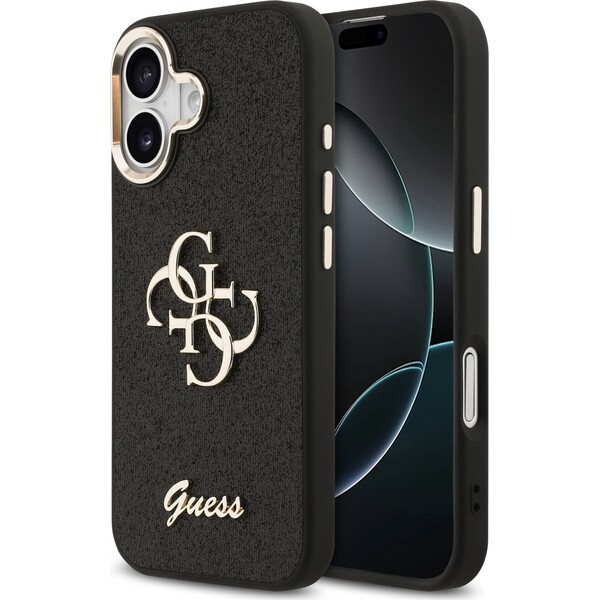 E-shop Guess PU Fixed Glitter 4G Metal Frame kryt iPhone 17 čierny