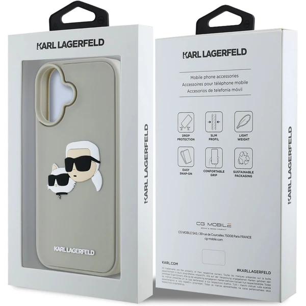 Karl Lagerfeld 3D Rubber Double Heads kryt iPhone 16 béžový - Puzdra - Obrázok ab9d00d054b94effb123cbe3524cef5d