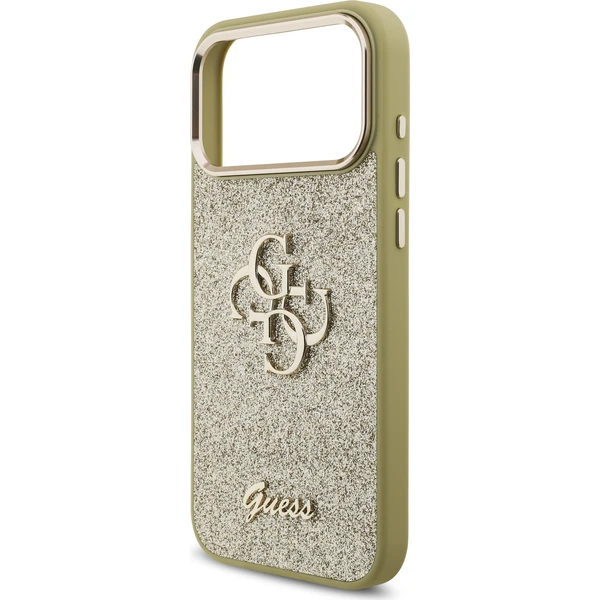 Guess PU Fixed Glitter 4G Metal Frame kryt iPhone 17 Pro Max zlatý - Puzdra - Obrázok abd28179fdc840a38c9507710c0f2031