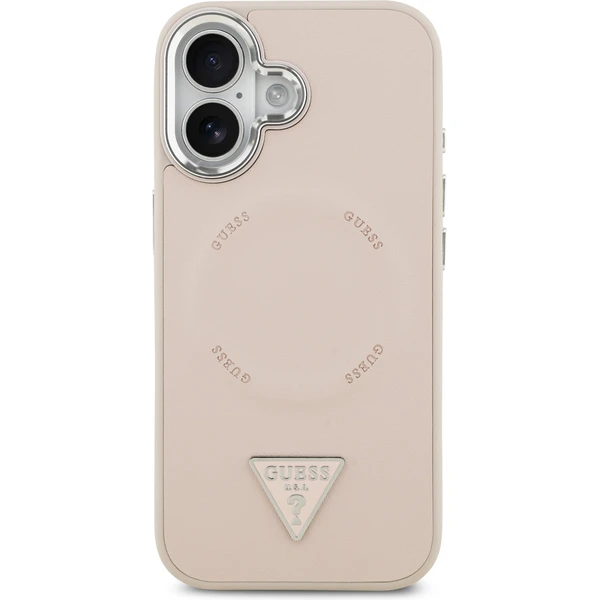 Guess PU Leather Triangle Logo MagSafe kryt iPhone 17 ružový - Puzdra - Obrázok abef2bbca11a49d2a7016baa2c4a9894