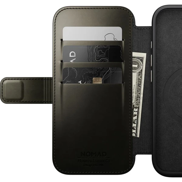 Nomad Modern Leather Folio MagSafe púzdro iPhone 16 Pro zelené chrómované - Puzdra - Obrázok ac15bea806004f23963bbee2e1d95f87
