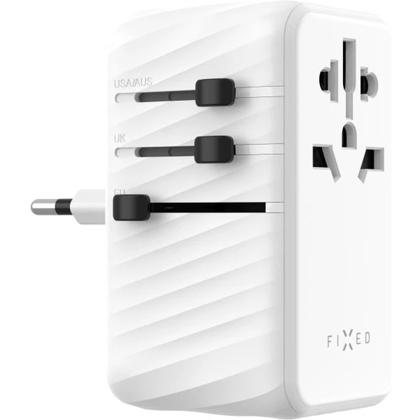 FIXED Voyager (120W) cestovný adaptér EU/UK/USA/AUS, 3xUSB-C a 1xUSB, GaN, PD, biely - Nabíjačky - Obrázok ac4de28abd6847ed9b1a380d9f7030e1