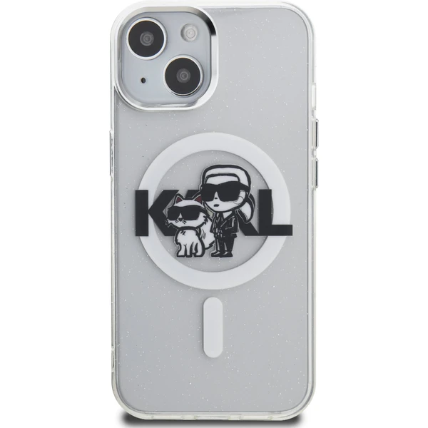 Karl Lagerfeld IML Glitter Karl and Choupette Sketch MagSafe kryt iPhone 15 číry - Puzdra - Obrázok ac9e429386d043b5ae5ef5ac5ce7bc70