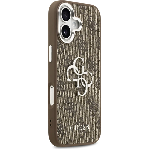 Guess PU 4G Kovové Logo kryt iPhone 17 strieborný/hnedý - Puzdra - Obrázok acbbb3fdab664674a188c68baa031753