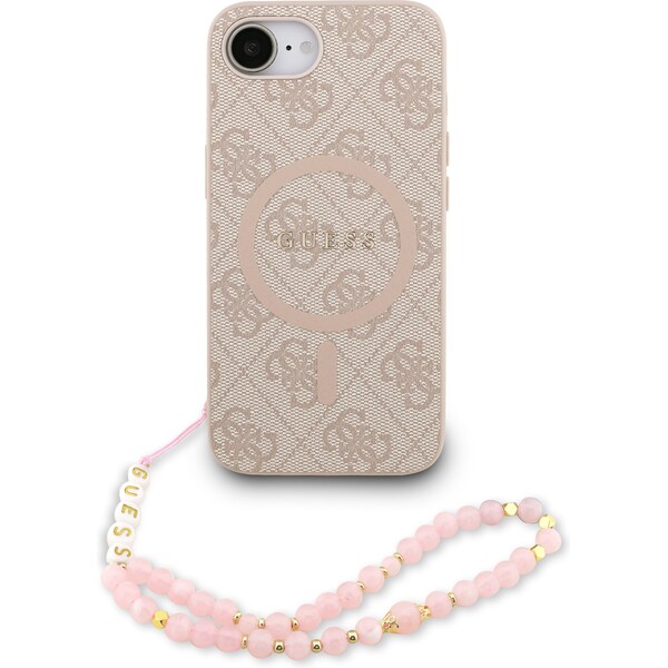Guess PU Leather 4G Colored Ring Strap MagSafe Zadný Kryt pre iPhone 16e Pink