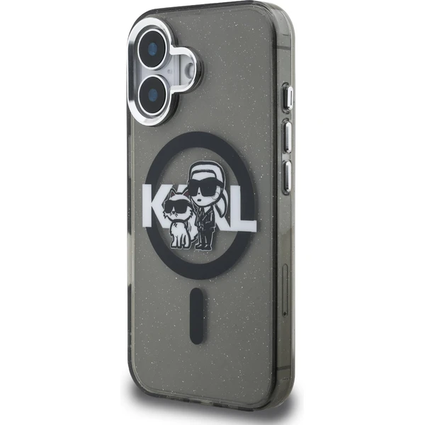 Karl Lagerfeld IML Glitter Karl and Choupette Sketch MagSafe kryt iPhone 16 čierny - Puzdra - Obrázok acfc91391abe44c8b4517e22baa8d7c5