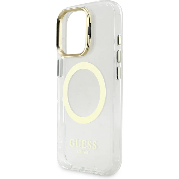 Guess IML Gold Outline Stand Camera Frame MagSafe kryt iPhone 16 Pre Max číry - Puzdra - Obrázok ad000ec90c2843b89898e2db316f629b