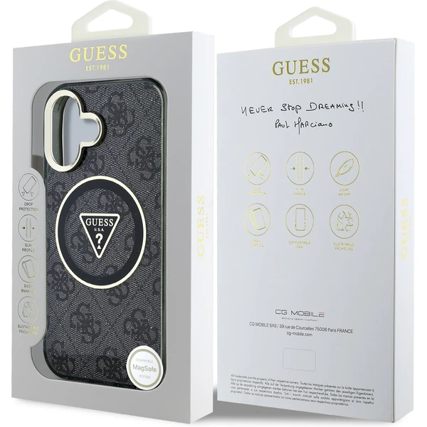Guess IML 4G Glitter a Triangle Logo MagSafe kryt iPhone 16 čierny - Puzdra - Obrázok ad6ffc54f1ce4795a7e0489a00c31184