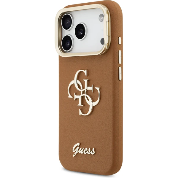 Guess PU Grained 4G Logo Stand Camera Frame kryt iPhone 17 Pro hnedý - Puzdra - Obrázok ad8c3e7b1cd3423baa317e7ac5997a12