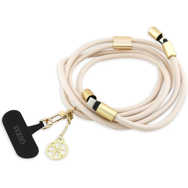 Guess Crossbody popruh 4G Charm s nabíjacím káblom USB-C/USB-C béžový - Popruhy a crossbody - Hlavný obrázok