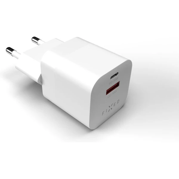 FIXED Mini nabíjačka s USB-C a USB-A výstupom PD 20W a QC 3.0 biela - Nabíjačky - Obrázok addc2589628d474286b9f9b458eadba9