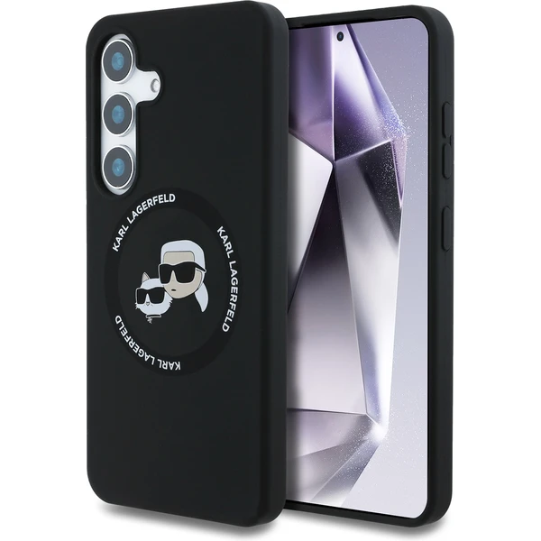 Karl Lagerfeld Liquid Silicone K&CH Heads MagSafe kryt Samsung Galaxy S25 čierny - Puzdra - Hlavný obrázok