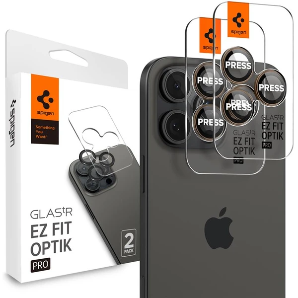 Spigen Glass tR EZ Fit Optik Pro sklá iPhone 17-16 Pro/17-16 Pro Max púštny titán (2 ks) - Ochranné fólie a sklo - Hlavný obrázok