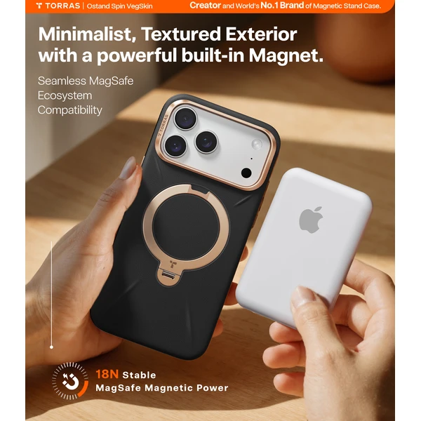 Torras Ostand Q3 VegSkin MagSafe kryt iPhone 17 Pro Max obsidiánová čierna - Puzdra - Obrázok ae32de1ad9564374b5d34ce440516a02