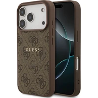 Guess PU Leather 4G Colored Ring MagSafe Zadný Kryt pre iPhone 17 Pro hnedý - Puzdra