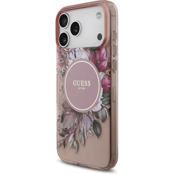Guess IML Flowers Strap MagSafe kryt iPhone 17 Pro Max ružový - Puzdra - Obrázok ae63c4757d694cc29e72b3731e634726