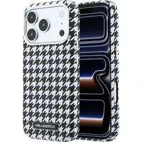 Karl Lagerfeld PU Houndstooth Resin Plate MagSafe kryt iPhone 17 Pro čierny - Puzdra