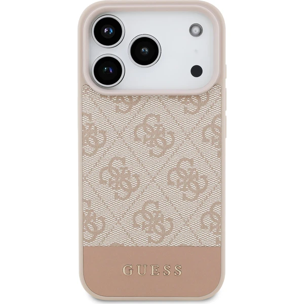 Guess PU 4G Stripe Zadný Kryt pre iPhone 17 Pro ružový - Puzdra - Obrázok aec5d7af315f45c98bc0d73c841aa8f1