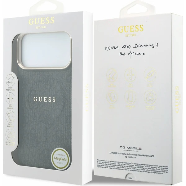 Guess PU Leather 4G Gold Frame Embossed MagSafe Zadný kryt pre iPhone 18 Pro Black - Puzdra - Obrázok aecedcec16da47f59c59944e9d7f5981