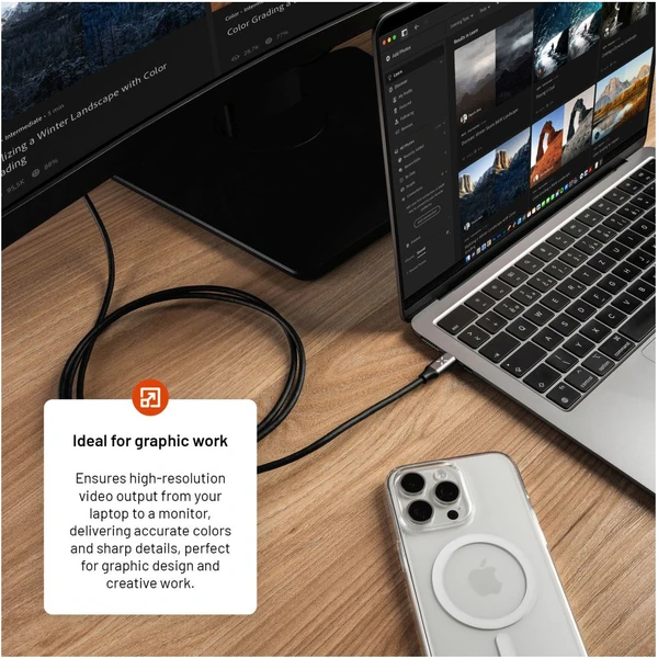 FIXED USB-C 3.1 Gen 2/HDMI HDMI 2.0 kábel, 18Gbps, 4K60HZ, 2m, sivý - Káble - Obrázok aee1ab59e8a240d8ad220a25124b8ba4