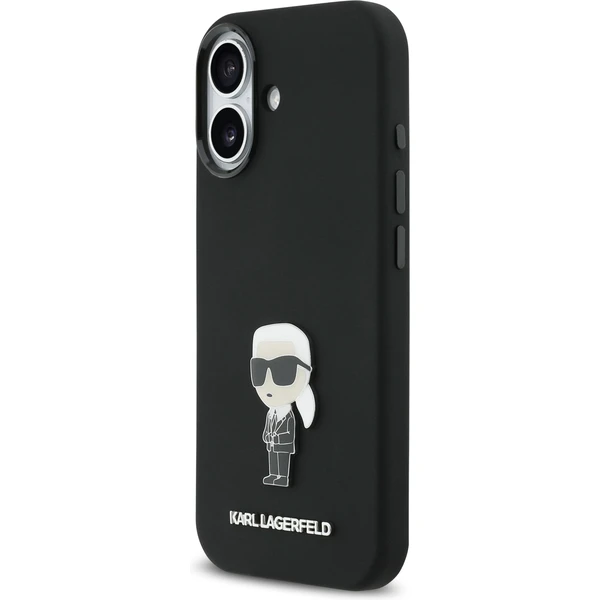 Karl Lagerfeld Liquid Silicone Metal Ikonik kryt iPhone 17 čierny - Puzdra - Obrázok af143ccab12448baada4826fa218a5e4