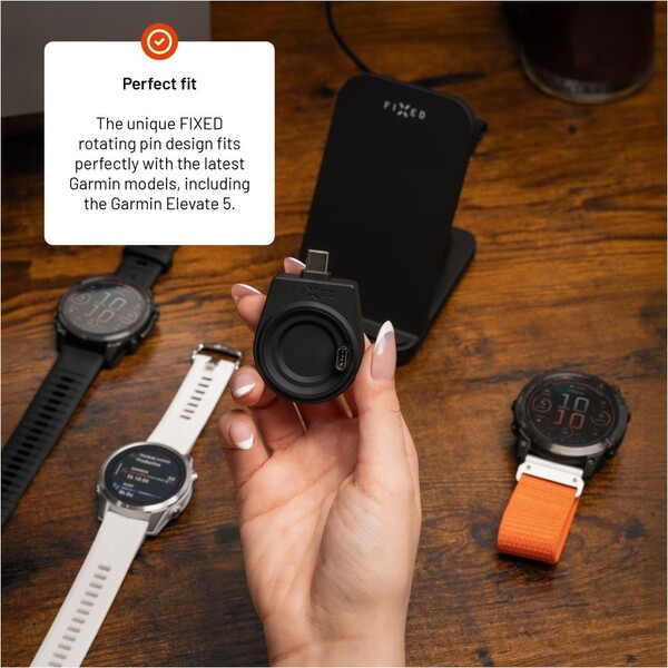 FIXED Nabíjací USB-C adaptér pre Garmin Fenix ??5/6/7/7X/8, Epix, Venu 2/3/3S, Vívoactive 3/4/5 čier - Nabíjačky - Obrázok af1ec4029c734f3dba74730de7a67a20