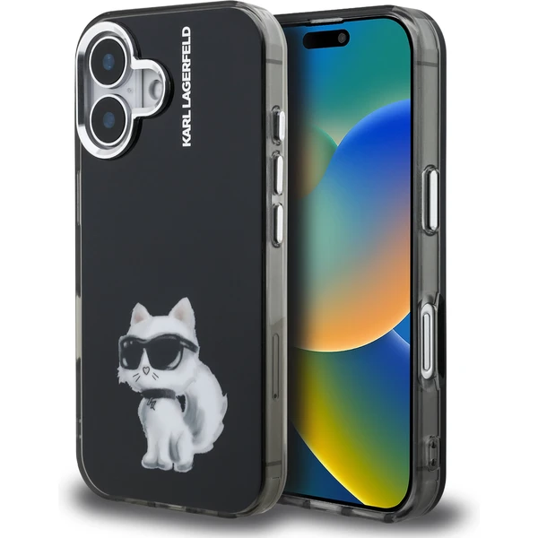 Karl Lagerfeld IML Aquarelle Chúpette kryt iPhone 16 čierny - Puzdra - Hlavný obrázok