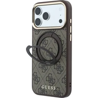 Guess PU 4G Ring Stand MagSafe kryt iPhone 18 Pro hnedý - Puzdra