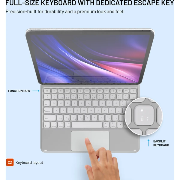 FIXED Typee Alu pouzdro s bezdrátovou klávesnicí iPad Pro 11" (18-22)/iPad Air (20-26), CZ, bílé - Puzdra s klávesnicou - Obrázok afcd88aa51484cf8b2a97dd70f868a29