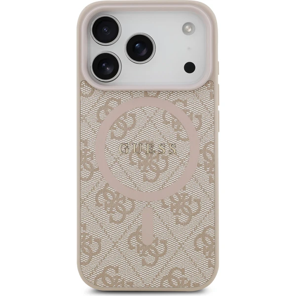 Guess PU Leather 4G Colored Ring MagSafe Zadný Kryt pre iPhone 17 Pro ružový - Puzdra - Obrázok afd9c13e94574df284d4353d118edb35