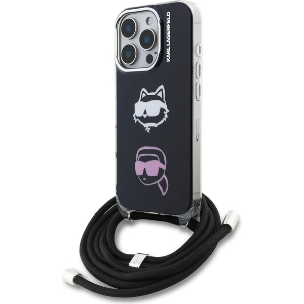 E-shop Karl Lagerfeld IML Crossbody K&CH Heads Zadný Kryt pre iPhone 16 Pro čierny