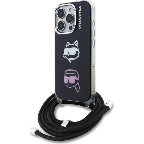 Karl Lagerfeld IML Crossbody K&CH Heads Zadný Kryt pre iPhone 16 Pro čierny - Puzdra - Hlavný obrázok