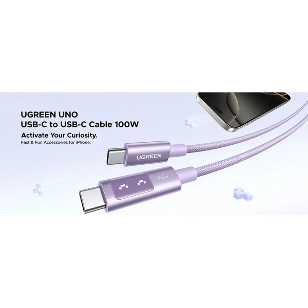 UGREEN Uno USB-C/USB-C napájací kábel 100W 2m fialový - Káble a redukcie - Obrázok b0178373caee4dbaba34071b672c722e