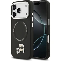 Karl Lagerfeld PU Karl and Choupette Heads Pins MagSafe kryt iPhone 17 Pro Max čierny - Puzdra