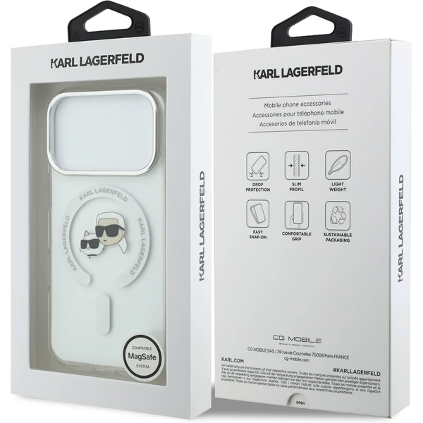Karl Lagerfeld IML K&CH Heads Metal Frame MagSafe kryt iPhone 17 Pro číry - Puzdra - Obrázok b0af6690e3504597963fbaddcc98a398