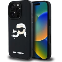 Karl Lagerfeld 3D Rubber Double Heads kryt iPhone 16 Pre čierny - Puzdra