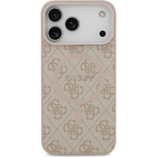 Guess PU Leather 4G Colored Ring MagSafe Zadný Kryt pre iPhone 17 Pro Max ružový - Puzdra - Obrázok b1017366f8a54267810d5dc1d5a8e8c2