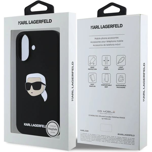 Karl Lagerfeld Liquid Silicone Karl Head MagSafe kryt iPhone 16 čierny - Puzdra - Obrázok b10a5ce059034aeb9dd13dfa729c1aa9