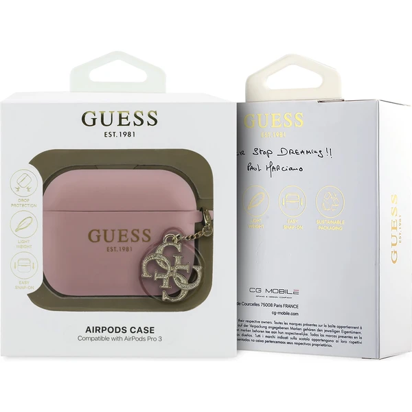 Guess 4G Charm Silikónové puzdro AirPods Pro 3 ružové - Puzdra - Obrázok b11676b1333f4528a0dee333799fef74